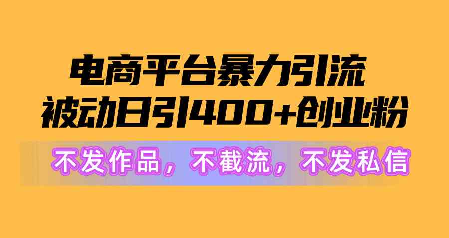 （精品）电商平台暴力引流,被动日引400+创业粉不发作品，不截流，不发私信