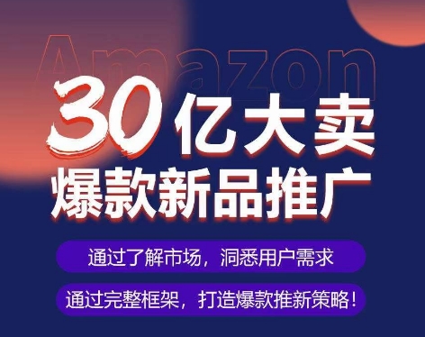 亚马逊·30亿大卖爆款新品推广，可复制、全程案例实操的爆款推新SOP