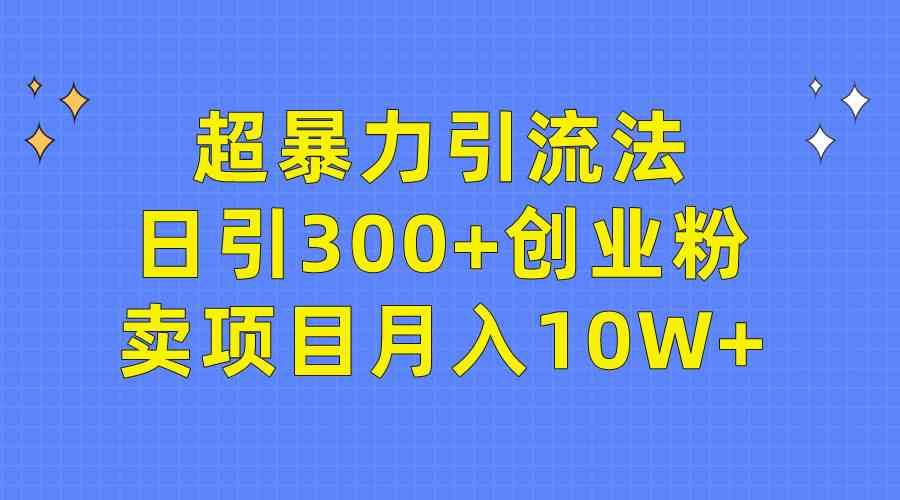 （精品）超暴力引流法，日引300+创业粉，卖项目月入10W+