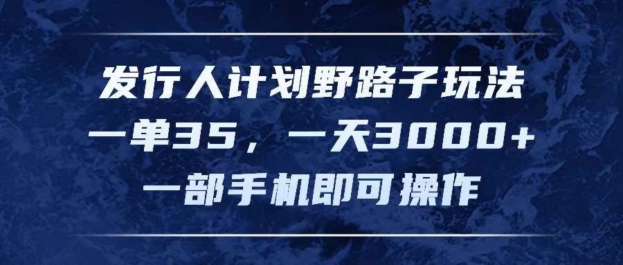 （精品）发行人计划野路子玩法，一单35，一天3000+，一部手机即可操作