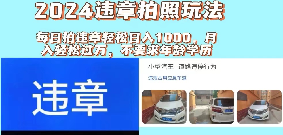 （精品）2024违章拍照新玩法，推广躺赚+拍照赚钱双模式，日入1000+