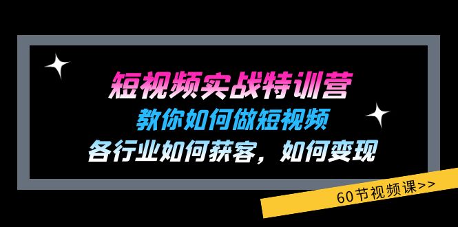 短视频实战特训营：教你如何做短视频，各行业如何获客，如何变现 (60节)