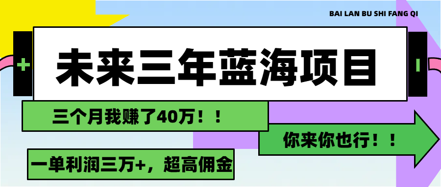 （精品）未来三年，蓝海赛道，月入3万+