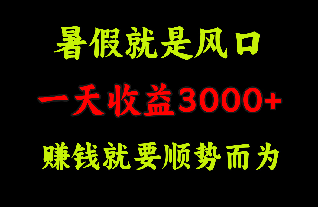 （精品）一天收益3000+ 赚钱就是顺势而为，暑假就是风口