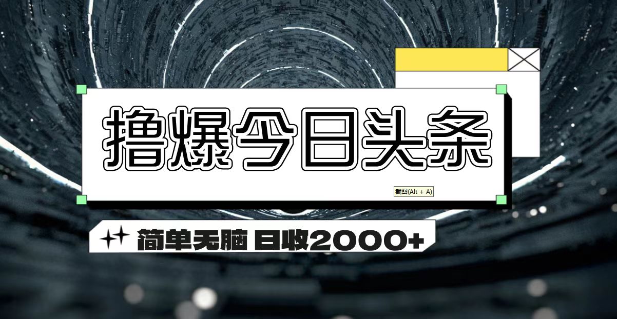 （精品）撸爆今日头条 简单无脑操作 日收2000+