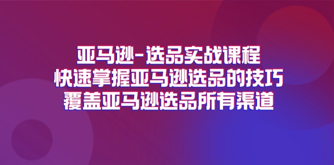 （精品）亚马逊-选品实战课程，快速掌握亚马逊选品的技巧，覆盖亚马逊选品所有渠道