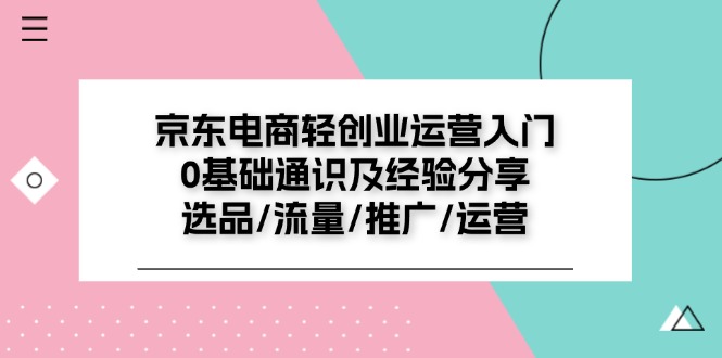 （精品）京东电商-轻创业运营入门0基础通识及经验分享：选品/流量/推广/运营