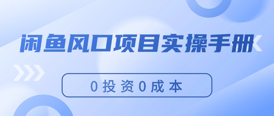 （精品）闲鱼风口项目实操手册，0投资0成本，让你做到，月入过万，新手可做