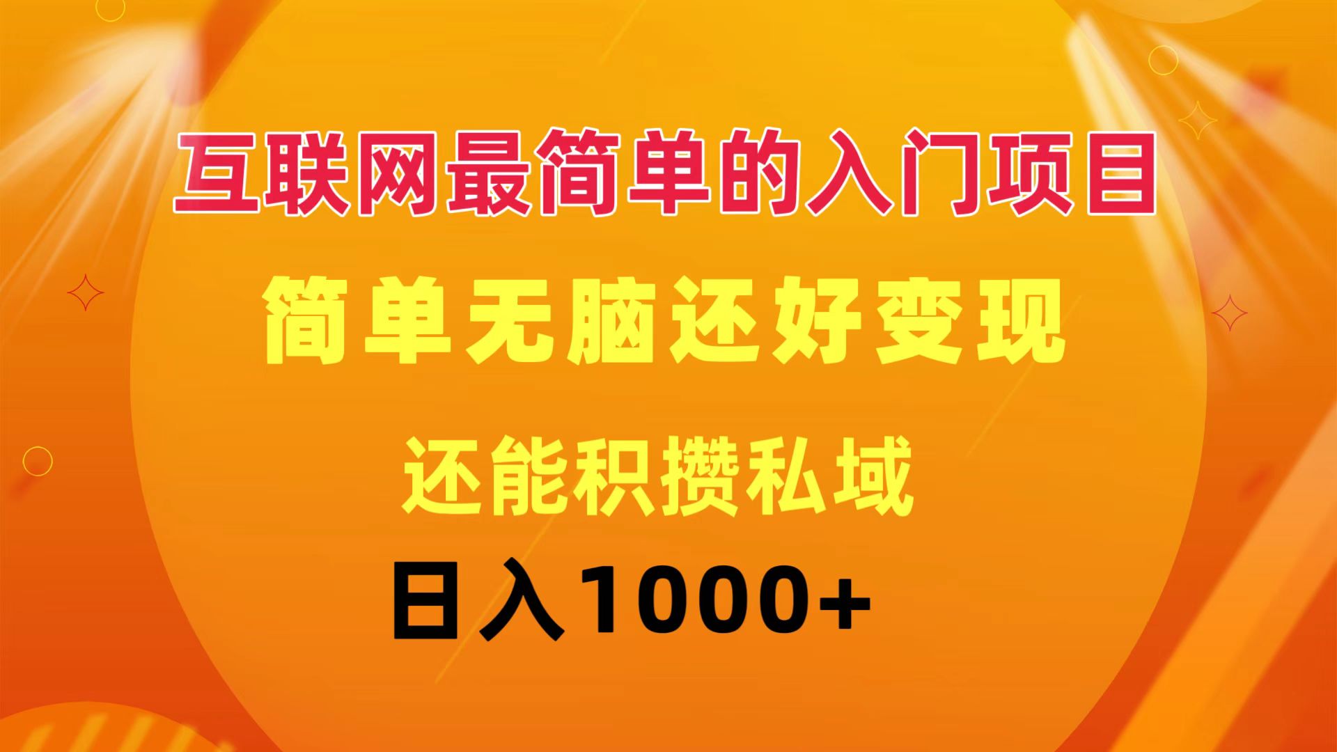 （精品）互联网最简单的入门项目：简单无脑变现还能积攒私域一天轻松1000+