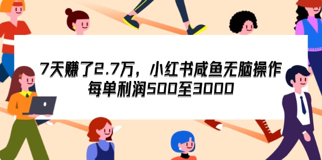 （精品）7天收了2.7万，小红书咸鱼无脑操作，每单利润500至3000